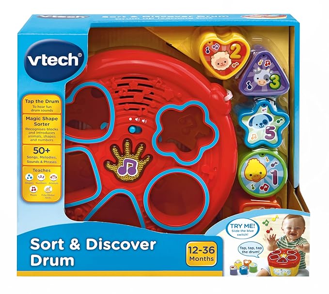 VTech Sort and Discover Drum, Musical Toy with Learning Games, Interactive Toy Suitable for Boys and Girls Aged 12 Months & Over