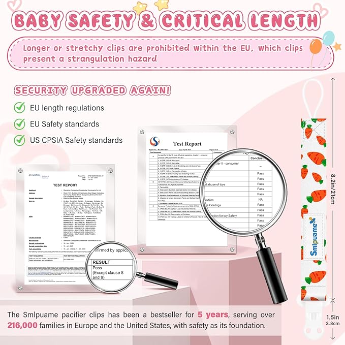 Smlpuame Pacifier Clip Girl,6 Pack Stylish Binky Clips Strap for Baby Girls,Paci Holder with Clip Lightweight Universal Fits Most Pacifiers Teether Toy Teething Ring Soothie,Baby Gift(Flower & Fruit)