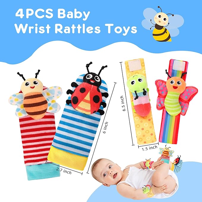 Baby Toys for 0-12 Months Newborn Boys and Girls Gifts Wrist Rattle Socks for Babies 0-6 Months Infant Girl Boy Toys for Babies As Shower Gifts