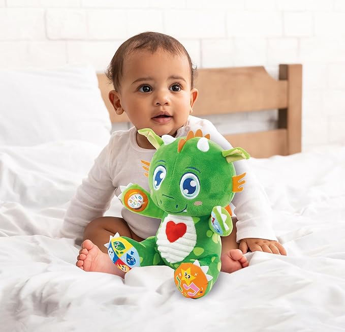 Clementoni Baby Dino Dragon Birichino, Plush Animal for Newborns from 6 Months, Play for Childhood, Learns Words, Colours, Numbers and Shapes, Stimulates Multisensory Development,