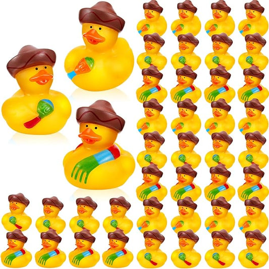 48 Pcs DEEKIN Mexican Fiesta Rubber Ducks for Party Favors Decoration 2 Inch Fiesta Party Favors Cinco De Mayo Party Decorations Rubber Ducks Assortment Birthdays Accessories