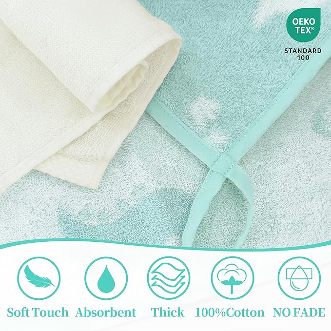 VOOVA & MOVAS Dino & Ivory Ultra-Soft Baby Washcloths – 100% Cotton, Highly Absorbent – 12"x12", 6 Pack – Newborn Towels – Baby Essentials – Perfect Set