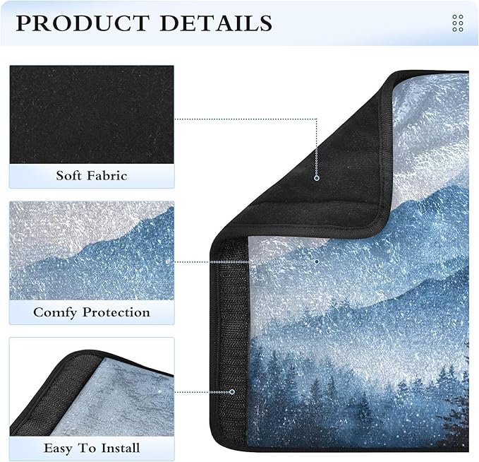 2 Pack Seatbelt Covers Seat Belt Cover Pad for Adults Boys Girls Car Seat Strap Covers Pads Cushion Universal Shoulder Strap Pad Protector for Backpack Camera Bag 6.5 Inch Watercolor Winter Mountain B