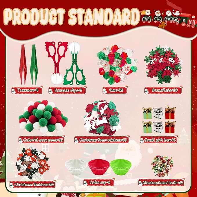Bbiamsleep 297 Pcs Christmas Sensory Bin Filler Christmas Sensory Bin Items Fine Motor Skill Counting Sorting Xmas Decoration for Xmas Sorting Counting Training