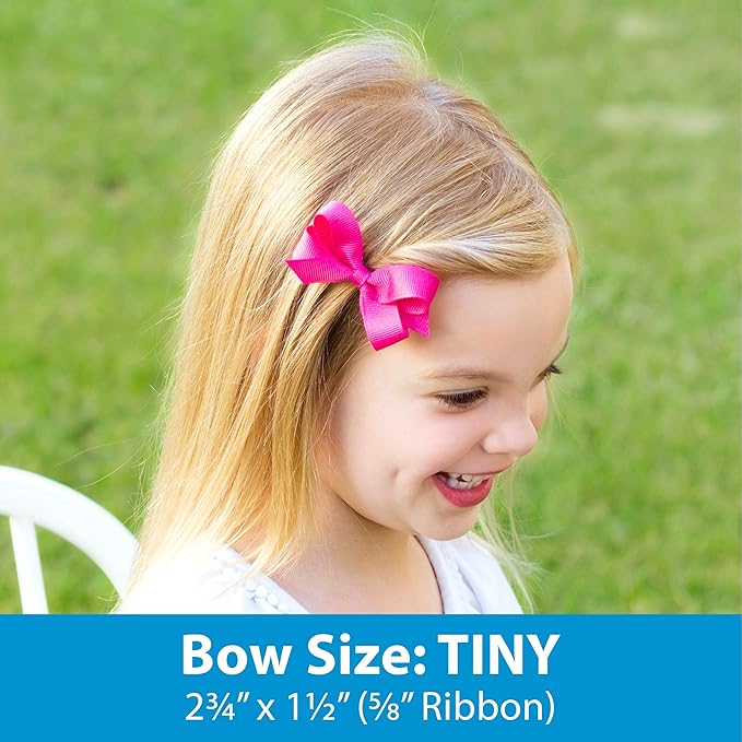 Wee Ones Girls' Classic Grosgrain Hair Bows with Plain Wrap Center, No-Slip Hair Clip, Handmade, Light Orchid, Tiny