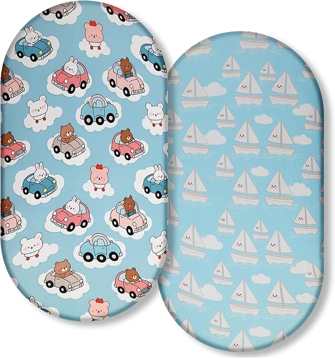 Ultra-Soft 2-Pack Stretchy Bassinet Sheets - Universal Fit for Halo Bassinest, Graco, Chicco & Most Bassinets (Rectangle/Oval/Hourglass) | Safe Snug Fit for Girls & Boys, Unisex Cradle Mattress Covers