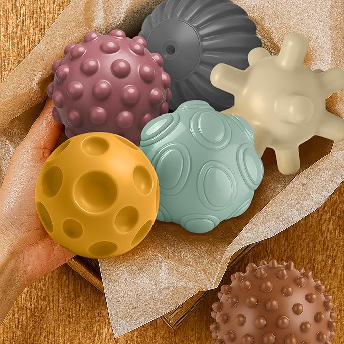 6Pcs Assorted Color Grasping Balls – Soft Textured Sensory Toys for Babies & Toddlers