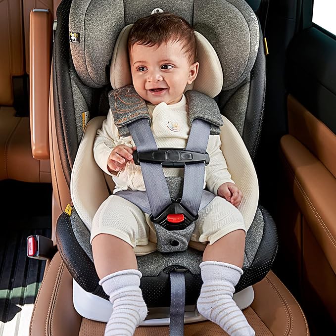 Innokids Car Seat Strap Cover Set for Baby Kids Seat Belt Covers with Crotch Pad Back Anti-Slip Design for Car Seats Pushchair Stroller (Small (4.9”L), Gray)