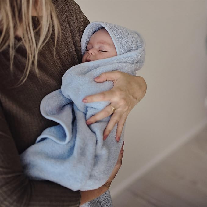 Hooded Baby Towel - 100% Organic Cotton Baby Bath Towels – Baby Towels, Baby Bath Towels for Baby Boy, 32" x 32" Super-Soft and Absorbent Baby Towels for Newborn (Baby Blue)