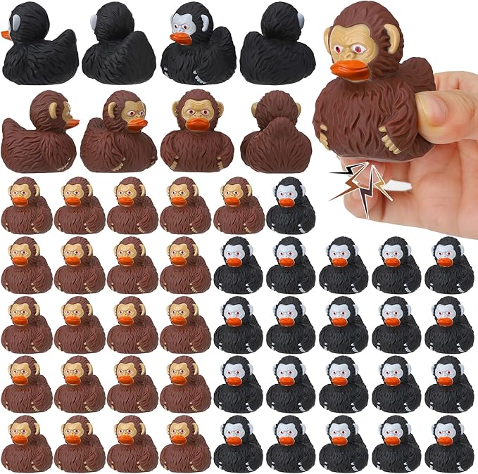 50pcs Sasquatch Rubber Ducks for Jeep Funny Sasquatch Rubber Bath Toys Birthday Party Favors for Cruise Ships (Black,Brown)