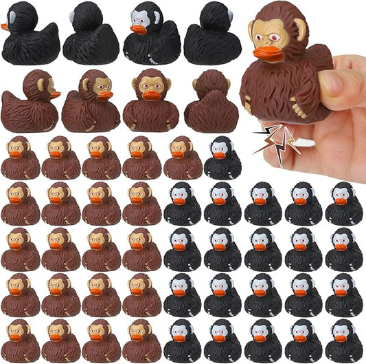 50pcs Sasquatch Rubber Ducks for Jeep Funny Sasquatch Rubber Bath Toys Birthday Party Favors for Cruise Ships (Black,Brown)