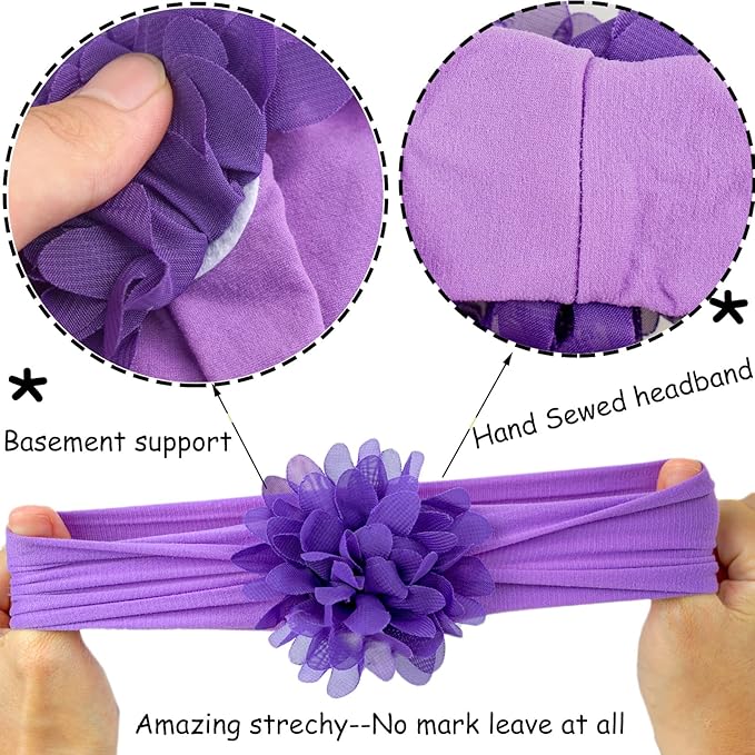 CÉLLOT 18Pcs Baby Girls Headbands Tulle Hair Bows Head Wraps 3inch Chiffon Flowers Bows Soft Stretchy Turban Headbands for Newborn Infant Girls and Toddlers