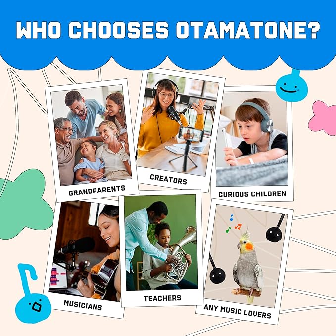 Otamatone Japanese Electronic Musical Instrument Portable Music Synthesizer from Japan by Maywa Denki Studio Award Winning, Educational Fun Gift for Children, Teens & Adults - White Set of 2