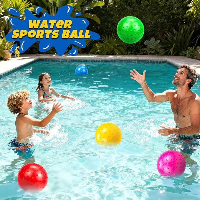Hymaz Knobby Balls Bulk 9" Soft Bouncy Ball Sensory Toys Spiky Massage Stress Ball, Set of 5 Sensory Balls with Pump, Party Favors Stocking Stuffers Beach Games for Kids Toddlers