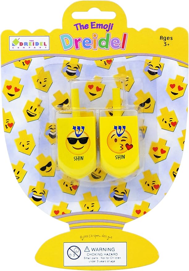 The Dreidel Company Hanukkah Dreidel with Design Hebrew & English Transliteration Draydel (2-Pack)