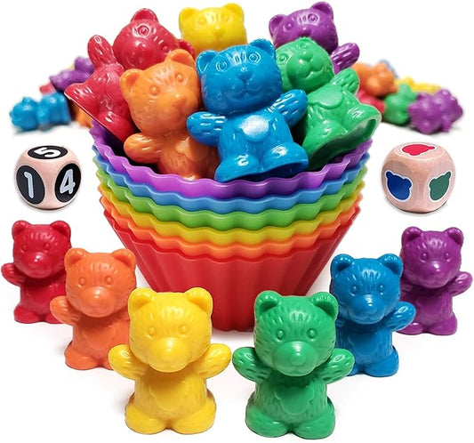 Deluxe Counting & Sorting Bears Game Set - Montessori Fine Motor Learning Jumbo Toys with Stacking Cups, 60 Preschool Math Manipulatives, 2 Toddler Games Dice, Toy Storage & Activities eBook