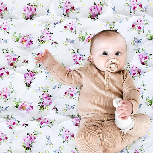 50" X 50" Baby Playpen Mat Fit for TODALE and Dripex Baby Playpen, One-Piece Crawling Mat Non Slip Padded Baby Mats for Playing 50x50 Inches, Floral