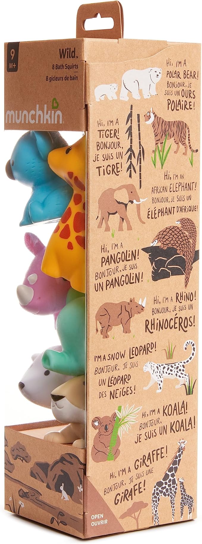Munchkin Baby Bath Toy Squirts for Babies and Toddlers 9 Months and Up, Wild Animal Squirters, 8 Pack