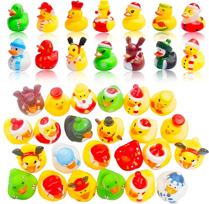 36 Pcs Christmas Rubber Ducks,Baby Showers Accessories Duckies Bath Toys for Kids Christmas Party Favors,Gift Exchange,Christmas Stocking Stuffers(Christmas)