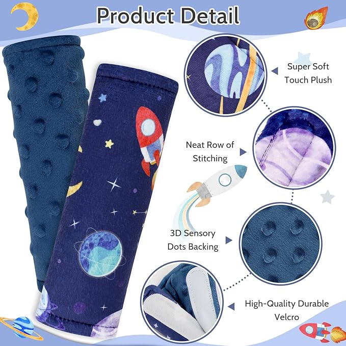 Pea Pod Pack of Infant Car Seat Insert and Car Seat Strap Covers Set, Outer Space