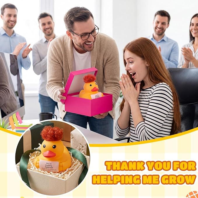 Civaner 7 Inch Emotional Giant Rubber Duck Big Jumbo Positive Yellow Duck Inspirational Gift Large Duckling Toy with Squeaky Sound for Men Coworker Colleges Graduation (Who You are)