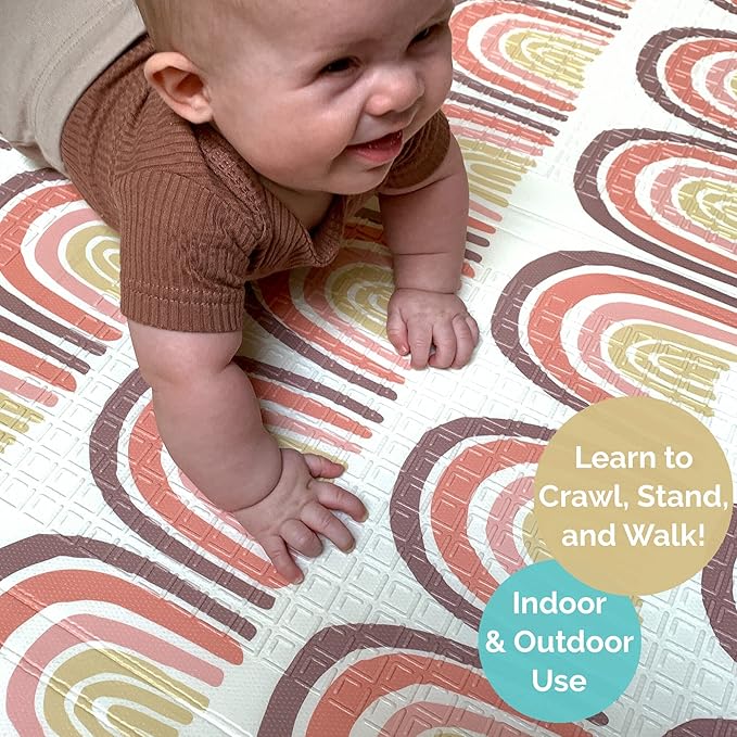 JumpOff Jo Foldable Foam Play Mat – Large Waterproof Baby & Toddler Activity Floor Mat, Double-Sided 70 x 59 Inch Play Surface