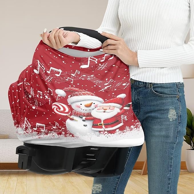 AFPANQZ Snowman Baby Car Seat Covers Winter Cozy for Girls Boys Multifunctional Infant Car Seat Canopy Nursing Cover High Chair Cover Full Coverage