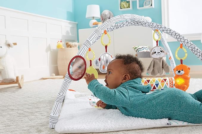 Fisher-Price Perfect Sense Deluxe Gym, Plush Infant Play Mat with Toys (Standard Packaging)