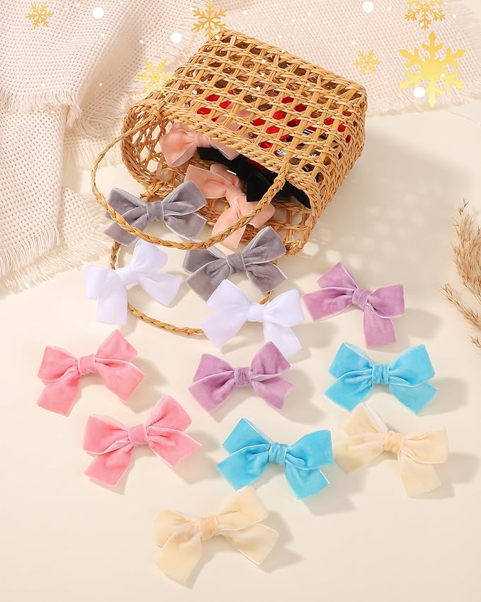 jollybows 20pcs 2inch Velvet Baby Hair Clips Handmade Christmas Hair Bows for Girls Alligator Clips Hair Accessories for Infants Toddlers Kids Teens