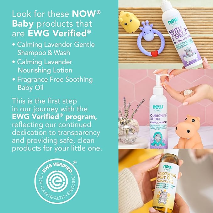NOW Baby, Gentle Shampoo and Wash, Calming Lavender, Paraben Free, 8 Fluid Ounces