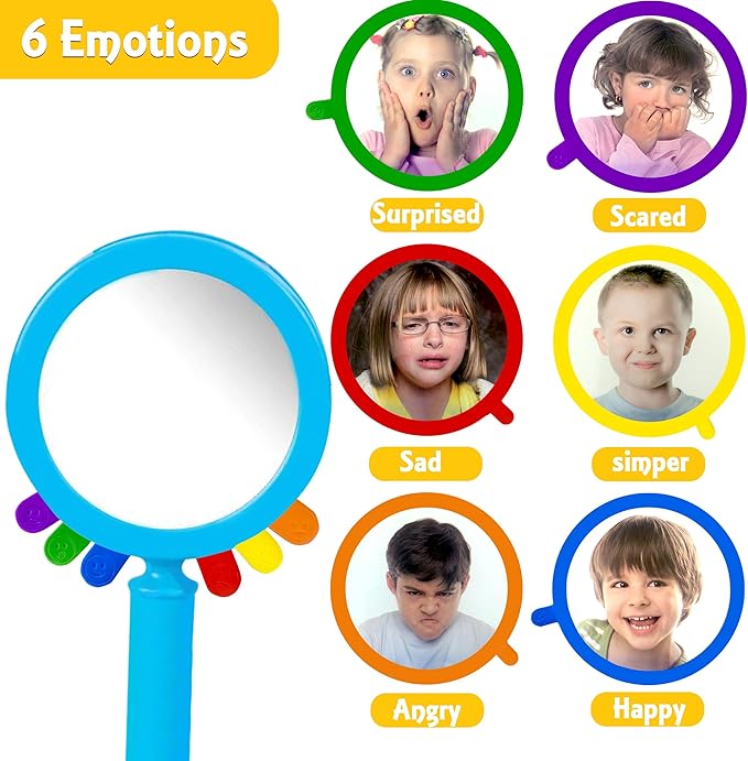Emotion kids Mirror - Social Emotional Learning Activities & Autism Toys for Toddlers - Sensory Toys for Kids with Autism - Autism Sensory Products for Calm Down Corner - Therapy Games for Kids