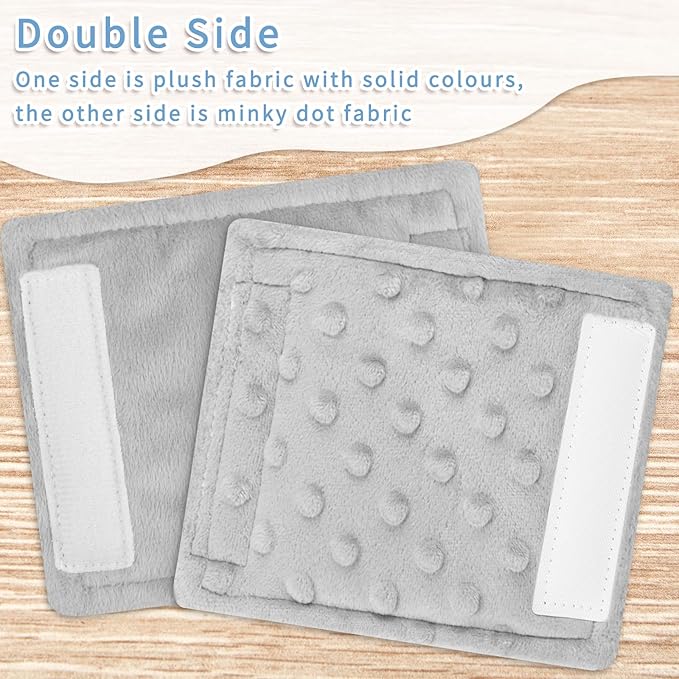 SWESEN Baby Car Seat Belt Covers for Boys and Girls, Carseat Shoulder Padding, Soft Car Seat Neck Cover, Mink Car Seat Straps Shoulder Pads, Solid Colour Stroller Strap Cover for Baby Kids, Grey