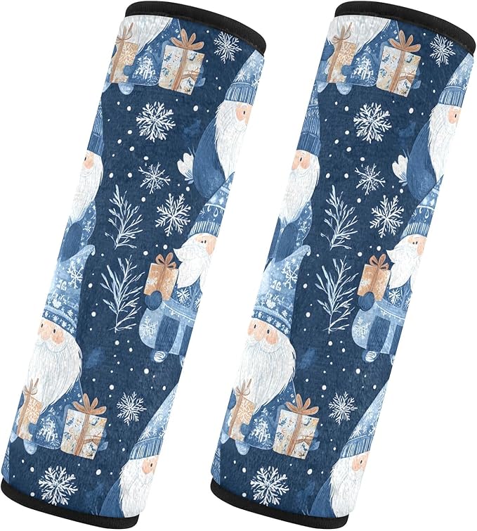 CHIFIGNO Blue Adorable Gnomes Snowflakes Seat Belt Cover Comfortable Car Seat Belt Pads 2 Pack Seatbelt Shoulder Pad Protect Your Neck and Shoulder