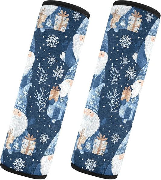 CHIFIGNO Blue Adorable Gnomes Snowflakes Seat Belt Cover Comfortable Car Seat Belt Pads 2 Pack Seatbelt Shoulder Pad Protect Your Neck and Shoulder