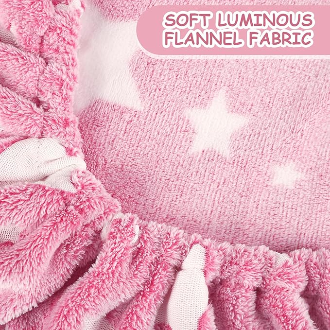 Car Seat Cover Baby Girls Boys, Soft Flannel Infant Carseat Cover with 2 Zipper Windows, Star Carrier Cover Canopy Glow in The Dark, Comfortable & Machine Washable, Hot Pink