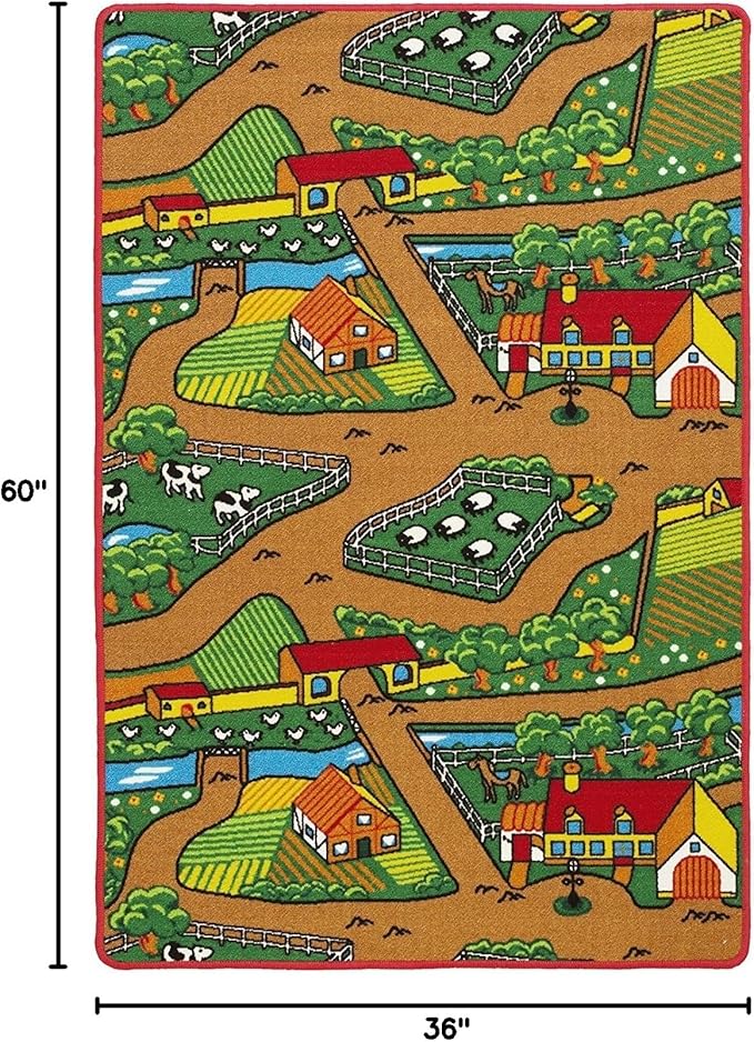 Farm Animals Zoo Kids Baby Play Playing Mat Carpet Fun Educational Playmat (3 Feet x 5 Feet)