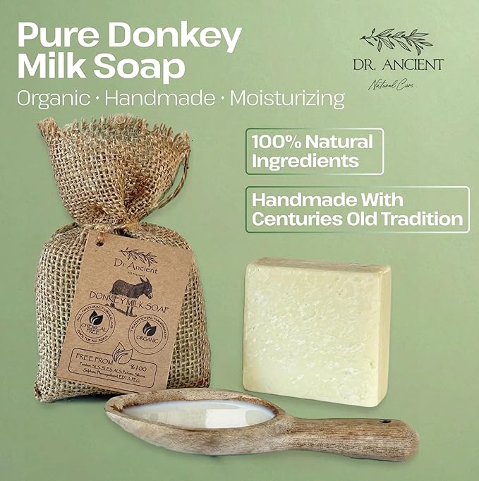 Dr.Ancient Donkey Milk Soap Bar Natural Moisturizing Milk Soap Ancient Inspired Handmade for Face and Body Gentle Cleanser for Sensitive and Dry Skin 5 oz