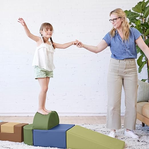 ECR4Kids SoftZone Crawl and Climb Playtime Playset, Building Blocks, Earthtone, 6-Piece