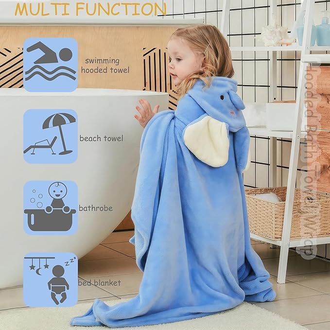 Toddler Bath Towels with Hood Elephant Hooded Towels for kids Ultra Soft Baby Bath Wrap Absorbent Toddler Blanket for Shower Swim