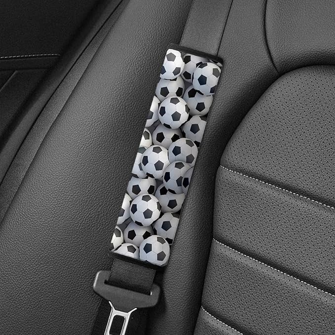 AFPANQZ Football Pattern Car Seat Belt Pads Covers Set for Kids Boys Soft Safety Seatbelt Pad Cushion Shoulder Stripe Padfor Children Car Seats Accessories Decor 2 Pieces Set