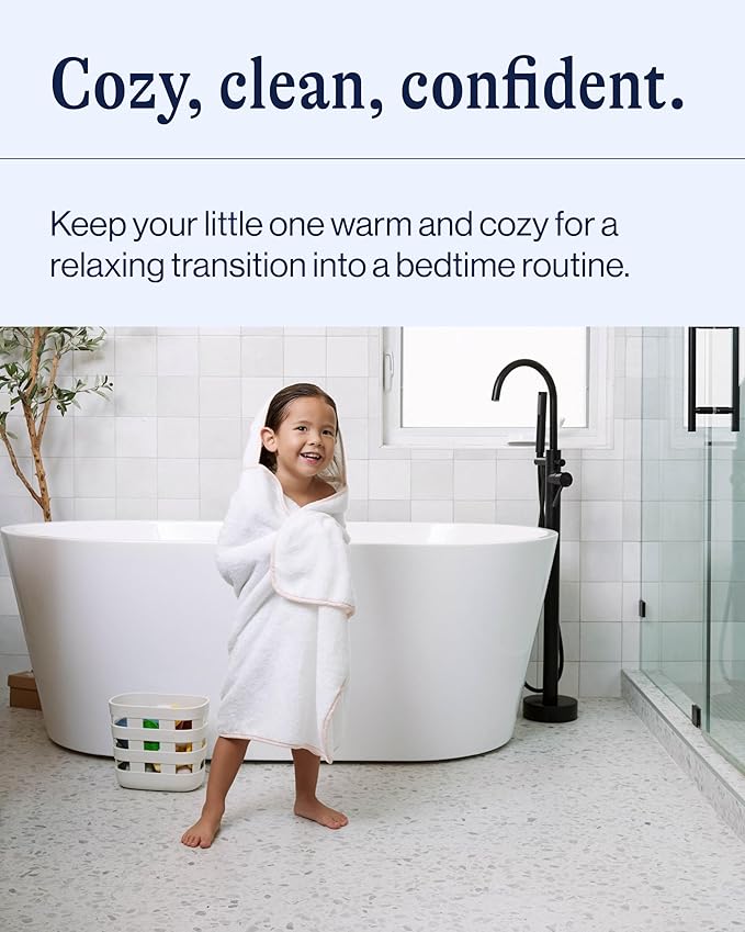 Lalo The Hooded Towel & Washcloth Set, 100% Organic Cotton, Soft on Sensitive Skin, Durable & Absorbent, Machine Washable, Includes One Baby Towel and Two Washcloths - Grapefruit