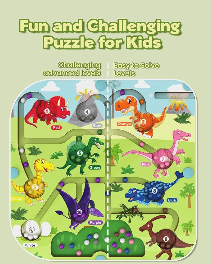 Magnetic Color and Number Maze, Montessori Busy Toys for 3 4 5 Year Old, Wooden Puzzle Activity Board, Learning Educational Toddler Toy for Kids 3 4 5 Year Old, Toddler Travel Toys for Preschoolers