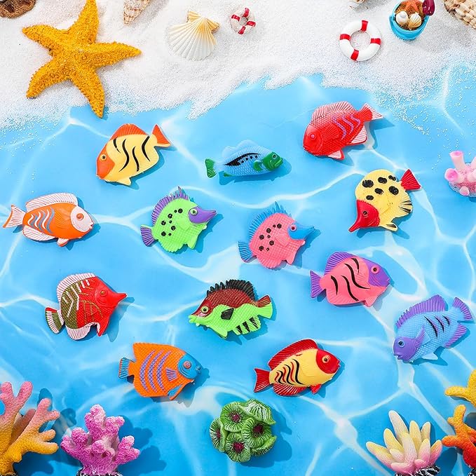 120Pcs Plastic Tropical Fish Toys, Mini Plastic Fish for Children's Party Supplies and Decoration