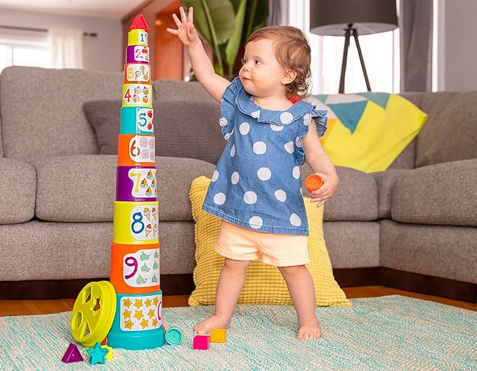 Battat – Nesting Sorter Set – 19 Pieces Stacking Bucket Sort Set – 10 Cups & 8 Shapes – Educational & Dexterity Toys – 18+ Months – Sort & Stack
