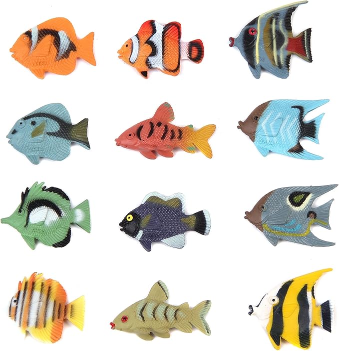 Fun Central 24-Pack Mini Tropical Fish – 1 to 1.5 Inch Colorful Plastic Ocean Figurines