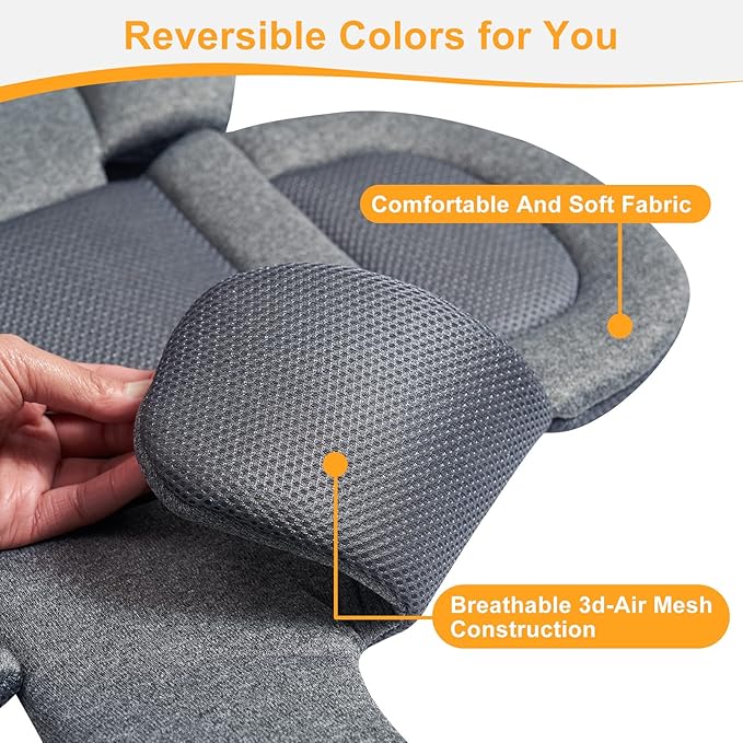 Innokids Infant Car Seat Insert for Newborn, 2 in 1 Reversible Soft Padded Baby Head and Body Support for Stroller, Carseat, Swing (Gray/Black)