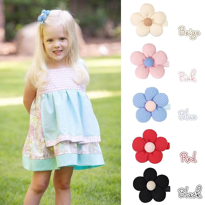 CÉLLOT Flower Hair Clips,10 Pcs Non-Slip Flower Bows Alligator Clips Hair Accessories for Girls Toddlers Teens and Women