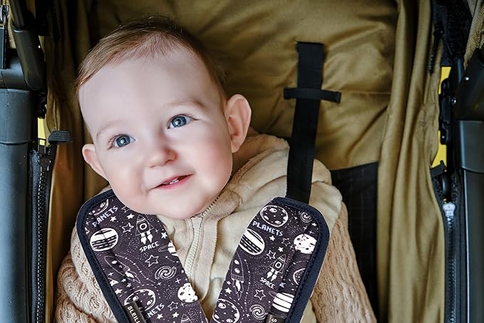 3 Pcs Car Seat Straps Shoulder Pads Suit for Kids : Ultra-Soft Child Car Seat Strap Covers, Kids Car Seat Strap Pads, Cute Plush Printed Seat Belt Covers, Hip Support, for Pushchair, Baby Stroller