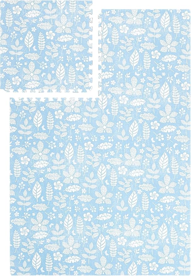 PopsyKosy Premium Baby Foam Play Mats - Stylish & Large Non-Toxic Puzzle Floor Tiles for Yoga- Spacious 6ft x 4ft - Expandable Interlocking Crawling Mats - Soft, Thick, Waterproof - Tranquil Blue