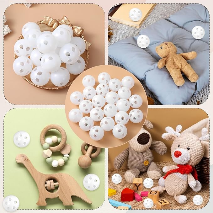 Kifmurase 30 Pcs Rattle Balls Inserts Rattle Toys, Rattles Box Repair Doll Noise Maker Insert Toy for Animal Puppet Doll, Rattles and Plush Rings Baby Pet Toy (24 mm)